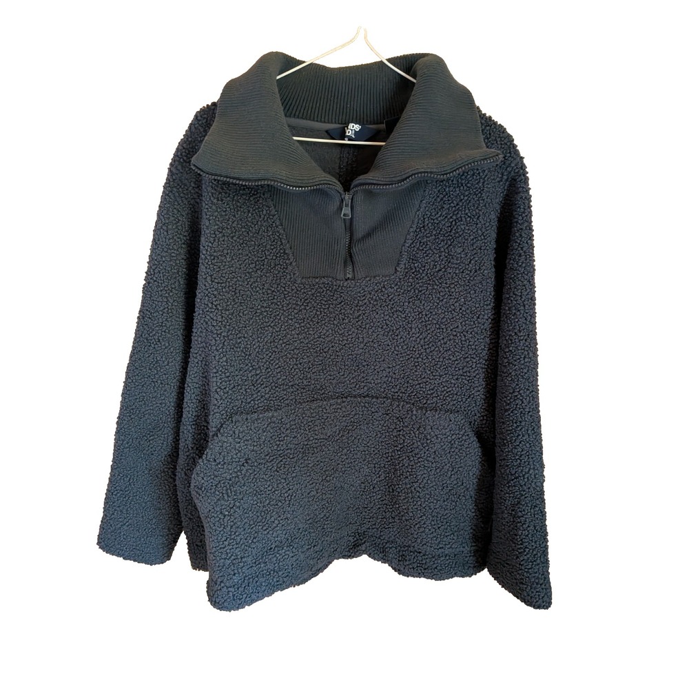 Lands End Pullover Womens Sweatshirt Size LP 1/4 Zip Fuzzy Sherpa Fleece Teddy